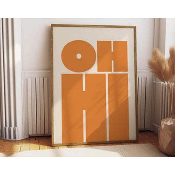 Oh Hi Poster Modern Orange Typography Art, Poster Only