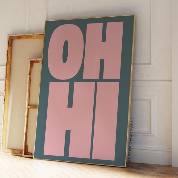 Oh Hi Print, Modern Typography Poster, Bold Type Art Poster, Type Poster, Word Print, Poster, Minimalist Word Print, Home Decor, Vintage Gift, Home Decor, Poster Only