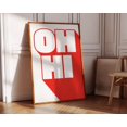 Oh Hi Red Typography Wall Art Print, Bold Retro Welcome Quote And ...