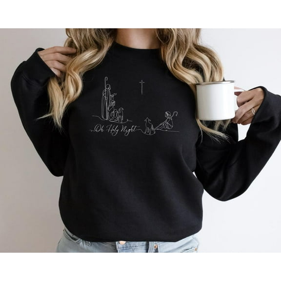 Oh Holy Night Sweatshirt, Merry Christmas, Christian Sweatshirt, Bible Verse Hoodie, Religious Sweatshirt, Faith Sweatshirt, Women Christian Gifts