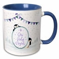 thumbnail image 1 of 3drose, Oh Holy Night-wintry Xmas Snow Penguin Illustration and Typography, 15oz Two-tone Blue Mug, 1 of 6