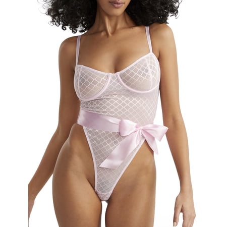 Oh La La Cheri PINK TULLE Logan Unlined Underwire Teddy, US Large/X-Large