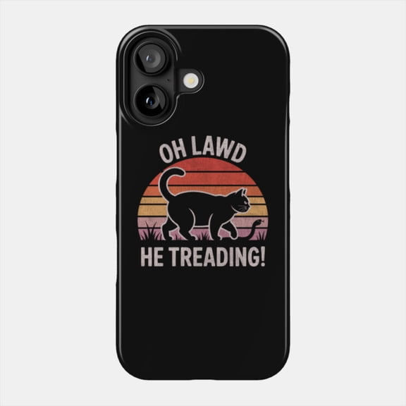 Oh Lawd He Treading Funny Cat Meme Retro Style Case for Apple iPhone 11 to 17