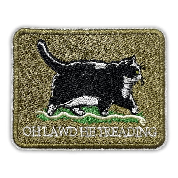 Oh Lawd He Treading Pet Tactical Patch Funny Chonky Cat Cute Animal Funny Flag, Embroidered Hook And Loop Patches For Military Uniforms Vest Backpack Morale Patch Gifts For Mom Dad