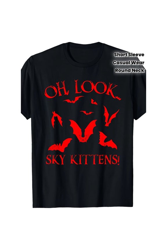 Oh Look Sky Kittens Bat Lover Gothic Horror Halloween Unisex T-Shirt, up to Size 5XL