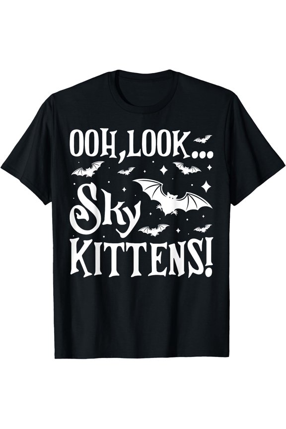 Oh Look Sky Kittens Funny Bat Lover Halloween Tee T-Shirt, Vintage Birthday Gift