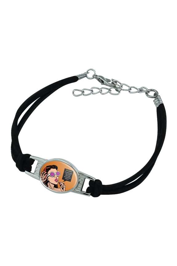 Oh Look a Brand New Day to Fill with Bad Decisions and Regrets Funny Humor Novelty Suede Leather Metal Bracelet