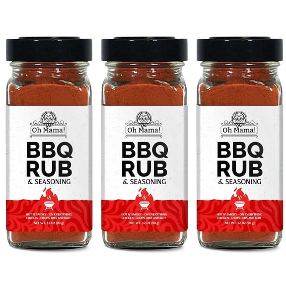 Oh Mama! BBQ Rub Savory Blend the Killer Rub great on Hogs Chicken Pork Chops Steaks Ribs Brisket Butt - Best Barbecue Butt Rub - Meat Seasoning and Spice Dry Rub - Shaker Bottle (3 Pack)