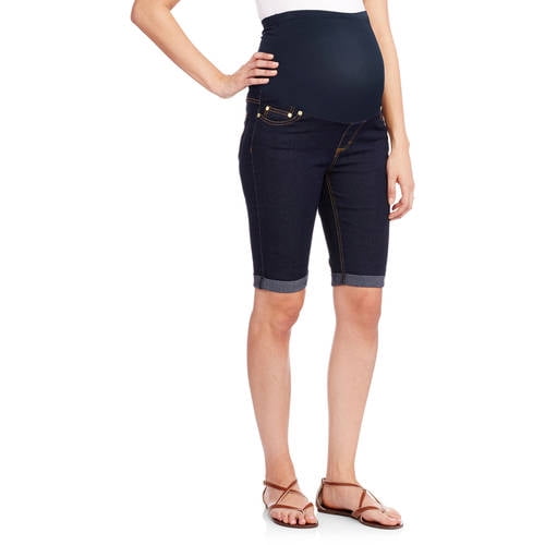 Oh! Mamma Maternity 10" Full-Panel Denim Bermuda Shorts