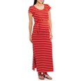 thumbnail image 1 of Oh! Mamma Maternity Cap Sleeve Striped Maxi Dress with Tie Belt, 1 of 1