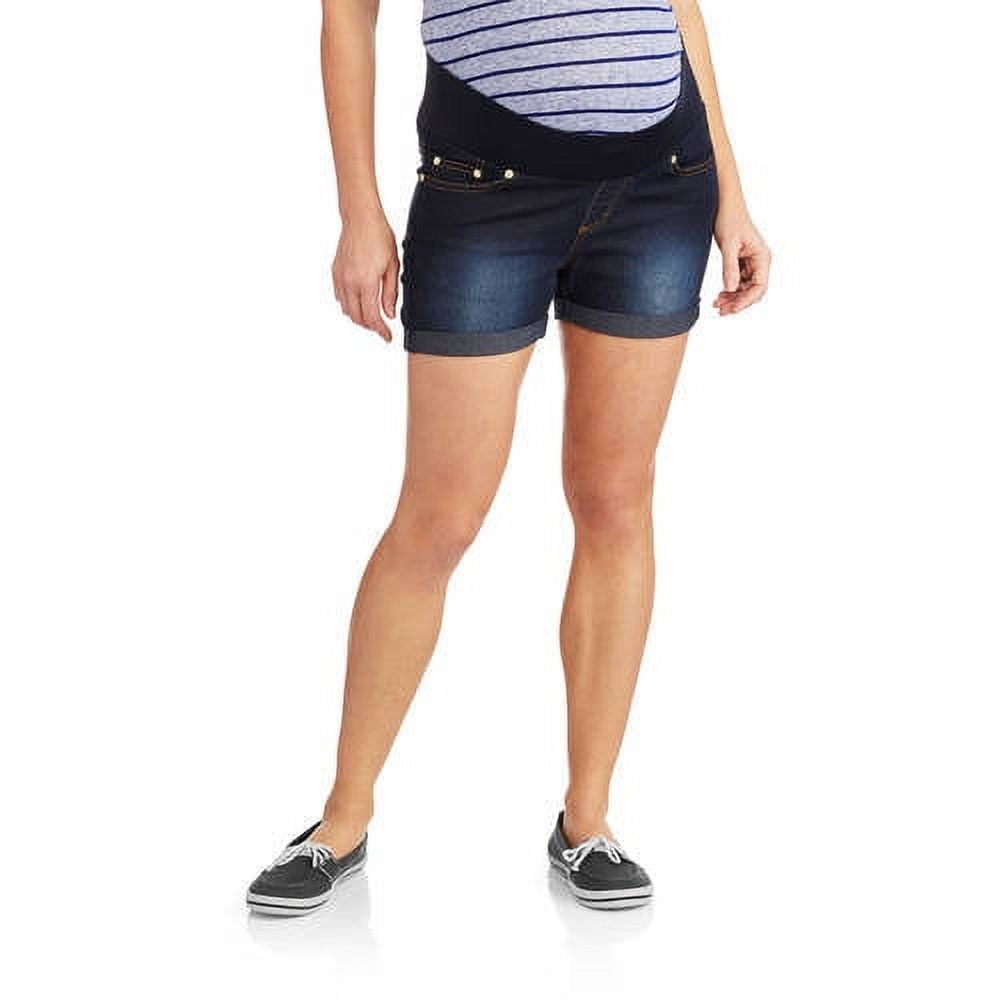 Oh! Mamma Maternity Cuffed Denim Shorts with Underbelly Panel (Women's & Women's Plus)