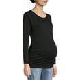 thumbnail image 1 of Oh! Mamma Maternity Long Sleeve Side Ruched T-Shirt with Scoop Neck (Women's & Women's Plus), 1 of 6