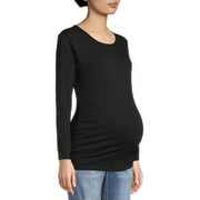 OH! MAMMA Maternity Long Sleeve Side Ruched T-Shirt with Scoop Neck (Women's & Women's Plus)