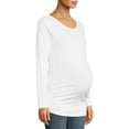 Oh! Mamma Maternity Long Sleeve Side Ruched TShirt with Scoop Neck