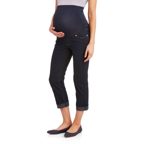 Oh! Mamma Maternity Roll Cuff Denim Capris - Available in Plus Sizes