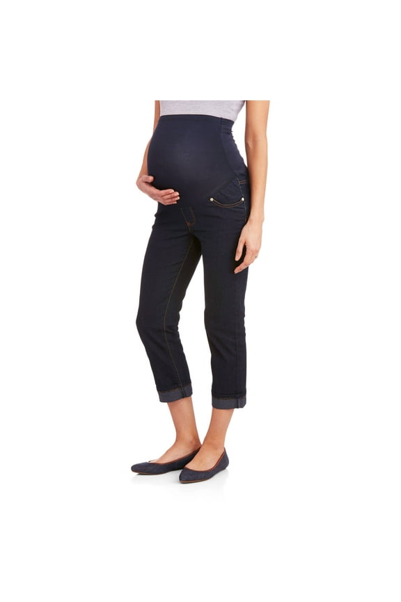 Maternity Roll Cuff Denim Capris - Available in Plus Sizes