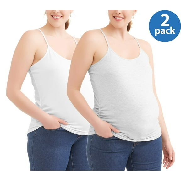 Oh! Mamma Maternity Women's Basic Cami with Side Ruching, 2-Pack (Women's & Women's Plus)