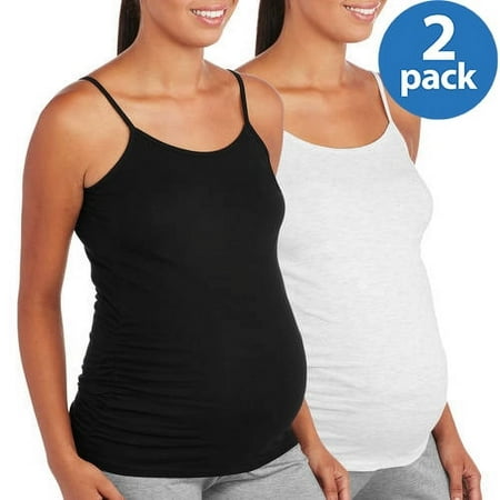 Oh! Mamma Maternity Women's Basic Cami with Side Ruching, 2-Pack (Women's & Women's Plus)