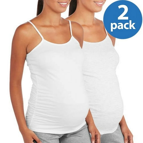 Oh! Mamma Maternity Women's Basic Cami with Side Ruching, 2-Pack (Women's & Women's Plus)