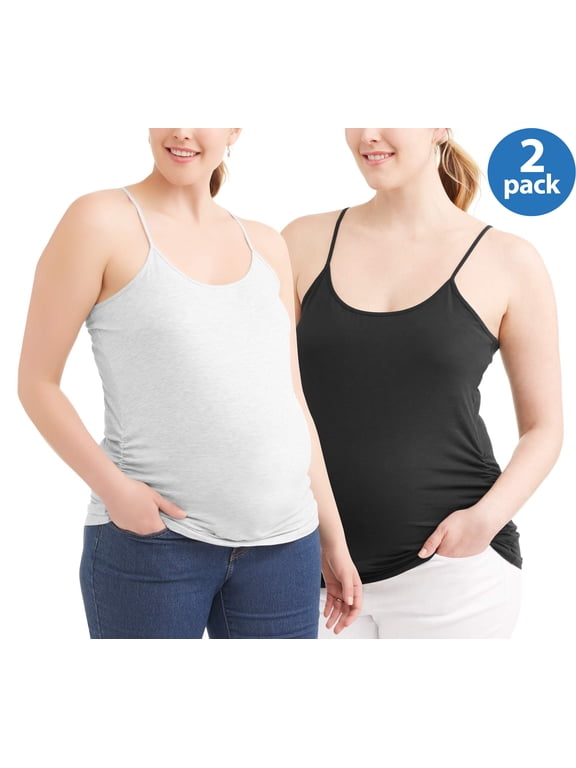 Maternity Women's Basic Cami with Side Ruching, 2-Pack