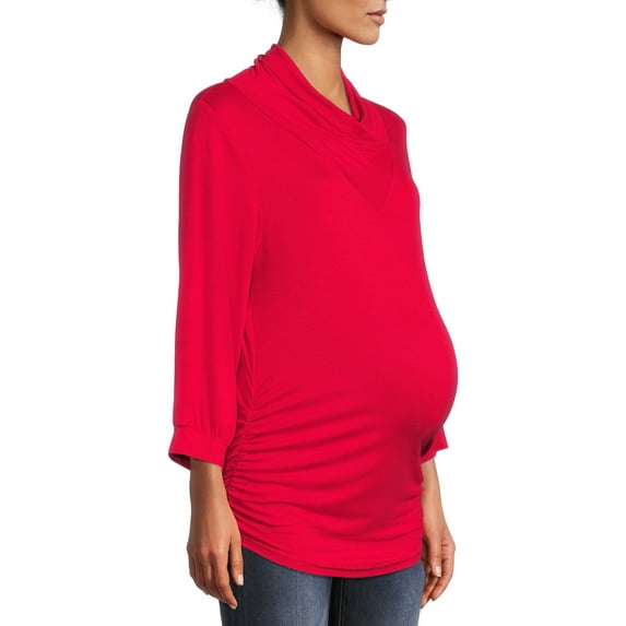 Oh! Mamma Maternity Women's Cowl Neck Jersey Cinched Top (Women's and Women's Plus)