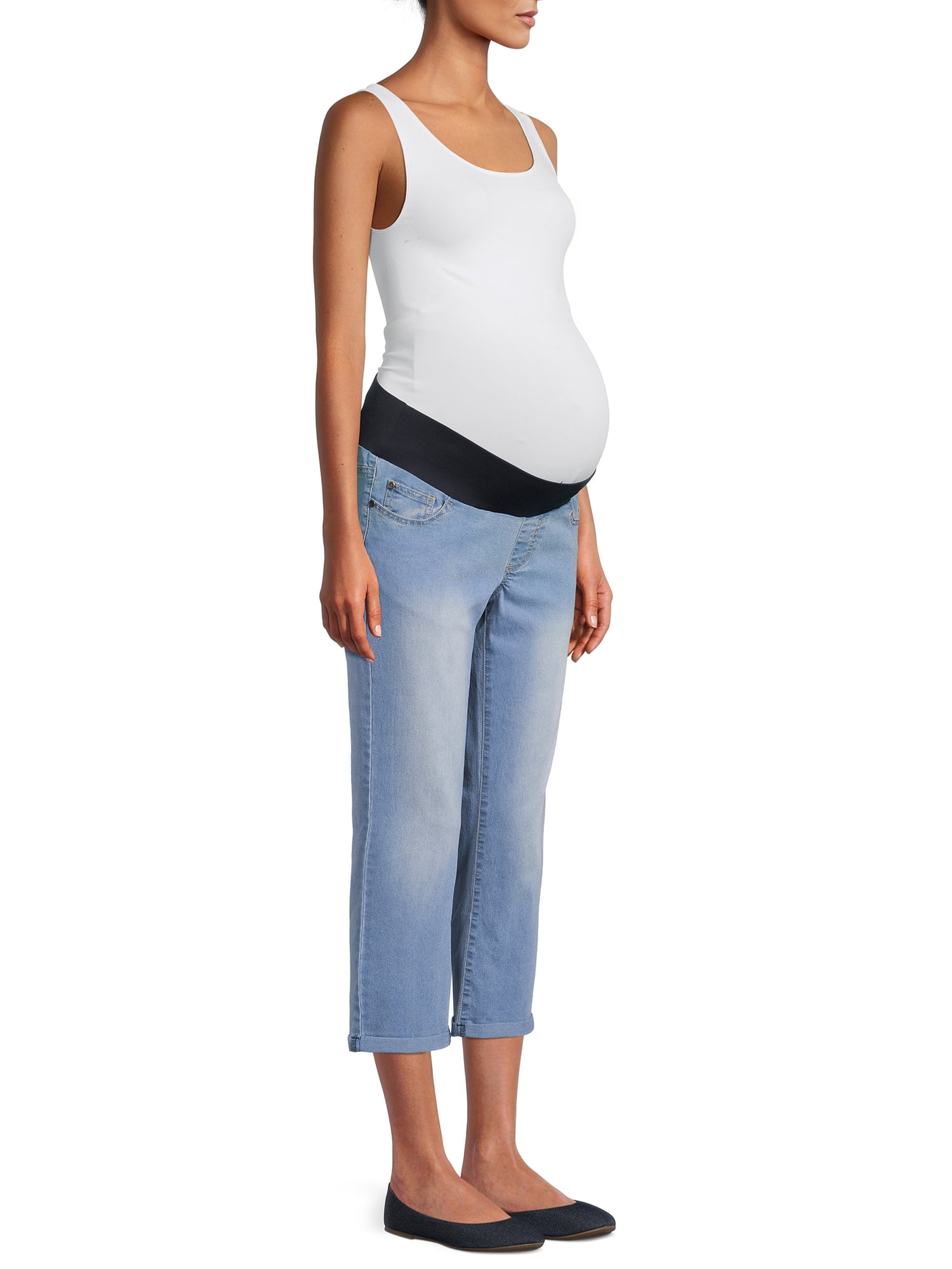Oh! Mamma Maternity Women's Denim Capri Pants with Underbelly Panel and