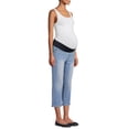 thumbnail image 1 of Oh! Mamma Maternity Women's Denim Capri Pants with Underbelly Panel and Roll Cuff (Women's & Women's Plus), 1 of 6