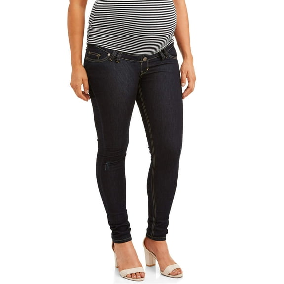 Oh! Mamma Maternity Women's Distressed Skinny Jeans with Full Panel (Women's & Women's Plus)