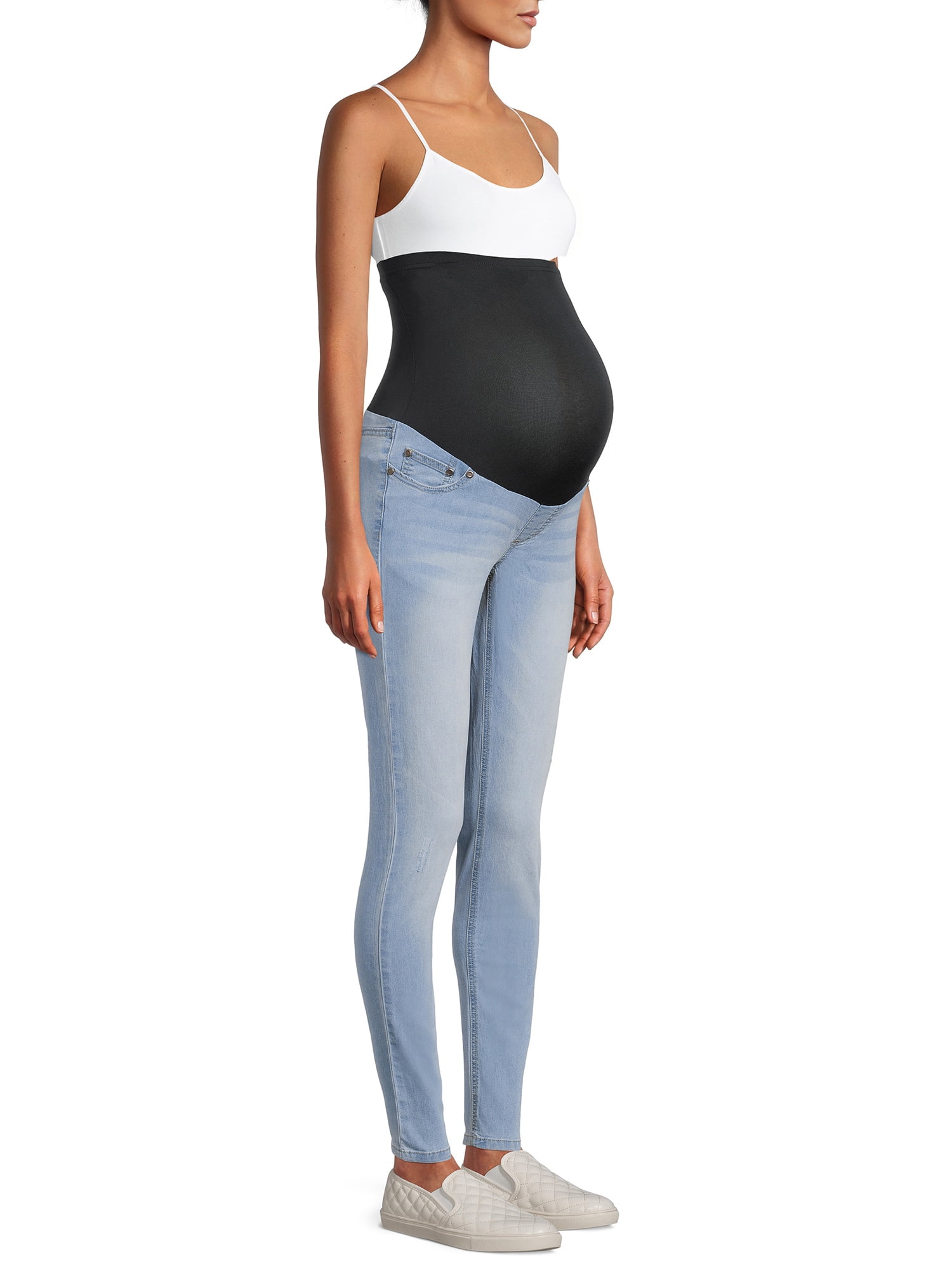 Maternity Women's Distressed Skinny Jeans with Full Panel (Women's & Women's Plus)