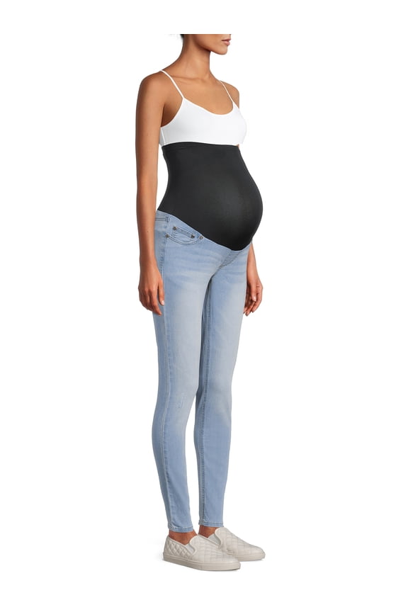 Maternity Women's Distressed Skinny Jeans with Full Panel