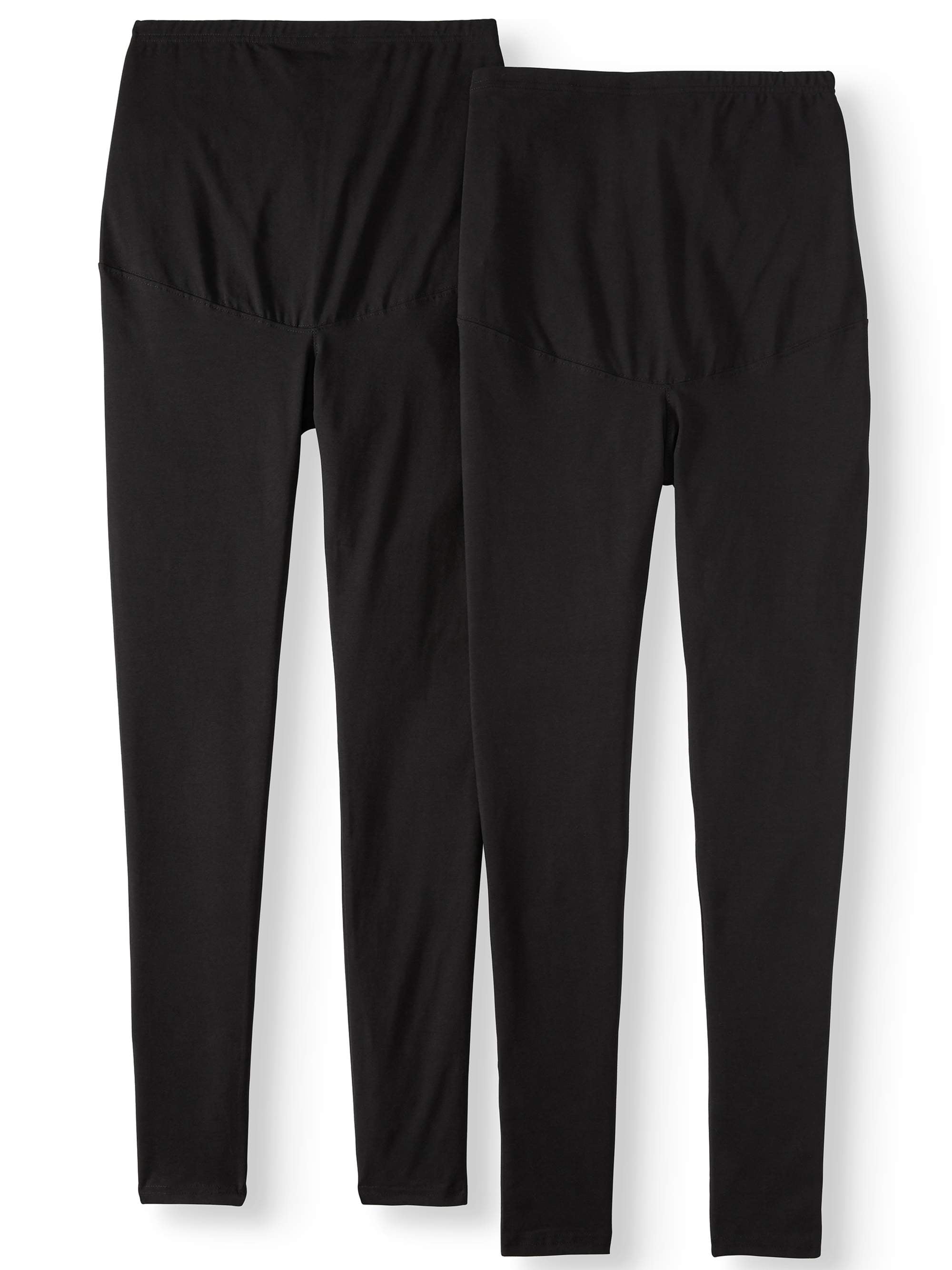 Oh! Mamma Maternity Women's Leggings with Full Panel, 2-Pack (Women's & Women's Plus)