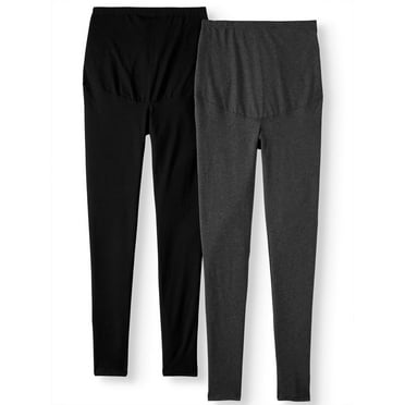 Oh! Mamma Maternity Women's Leggings with Full Panel, 2-Pack (Women's & Women's Plus)