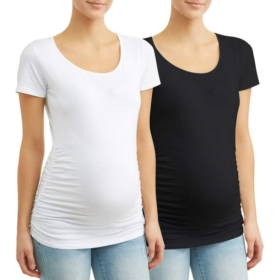 Oh! Mamma Maternity Women's Scoop Neck Tee, 2-Pack (Womens & Womens Plus)