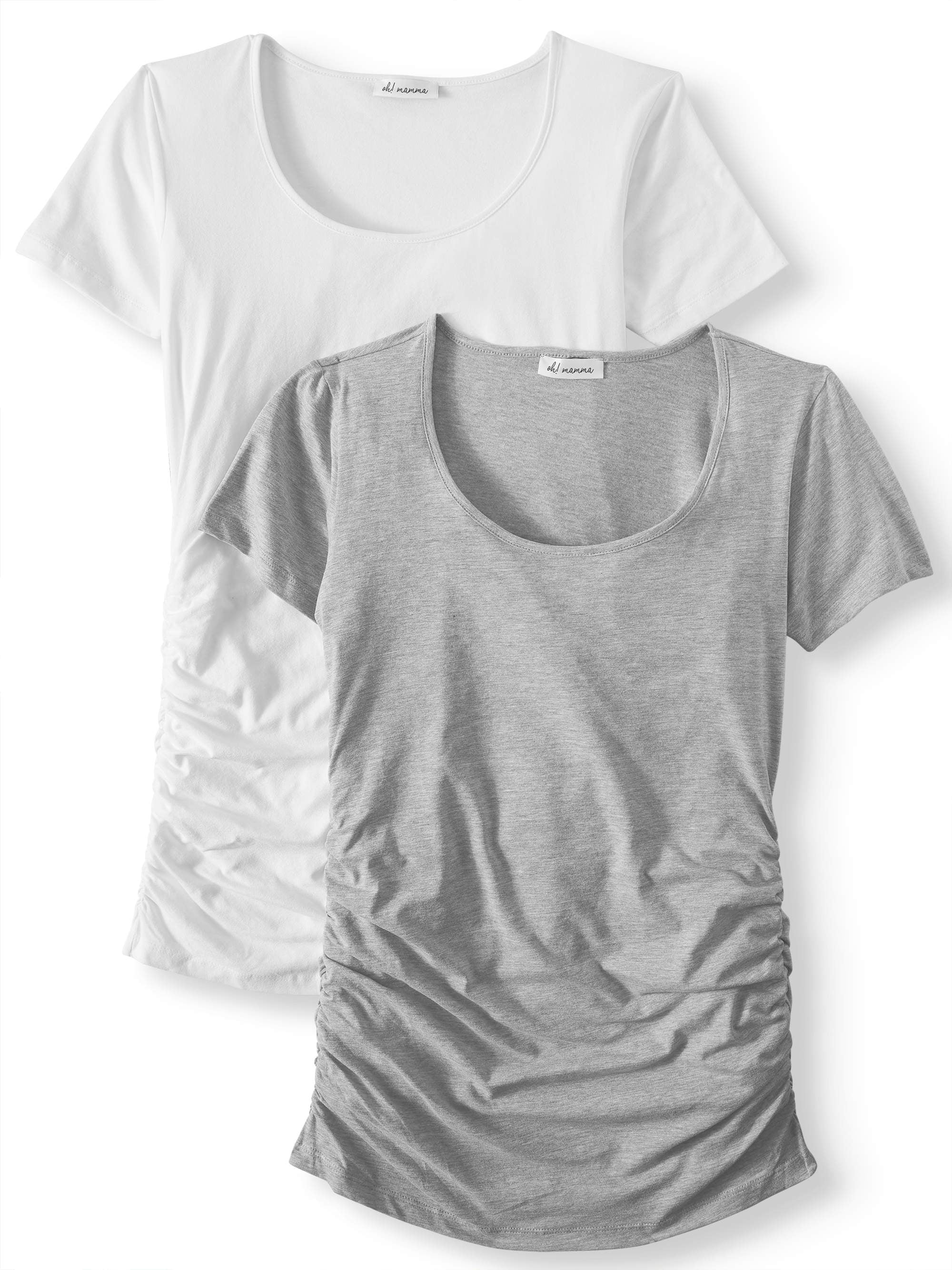 Oh! Mamma Maternity Women's Scoop Neck Tee, 2-Pack (Womens & Womens Plus)