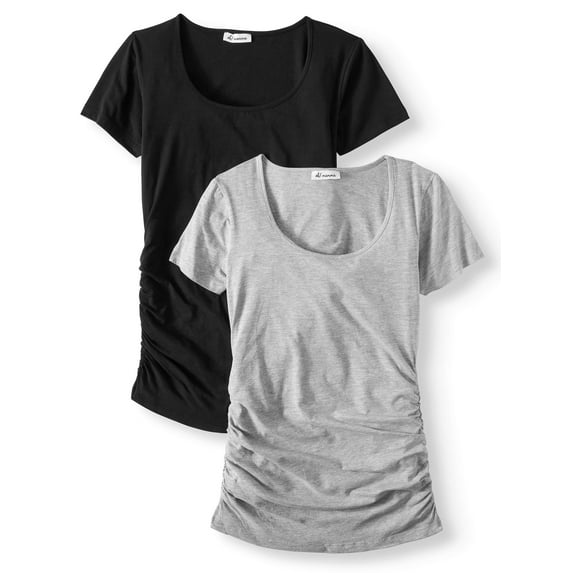 Oh! Mamma Maternity Women's Scoop Neck Tee, 2-Pack (Womens & Womens Plus)