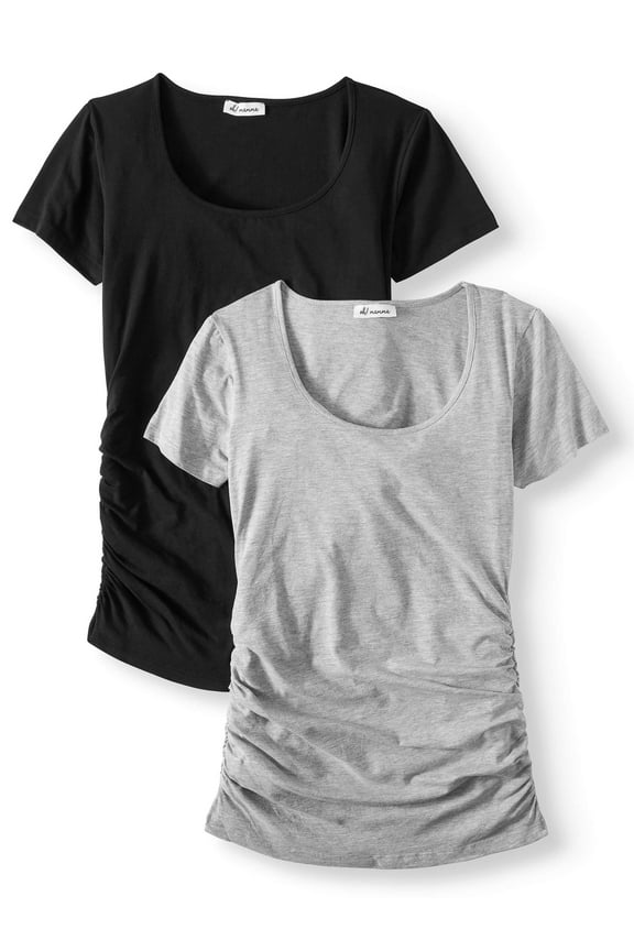 Maternity Women's Scoop Neck Tee, 2-Pack (Womens & Womens Plus)
