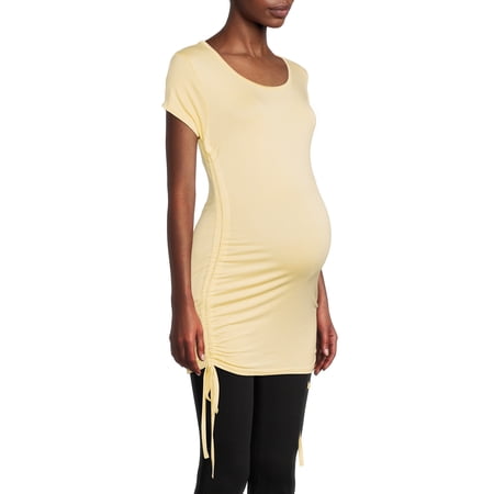 Oh! Mamma Maternity Women's Scoop Neck Tee with Side Seam Drawstring (Women's & Women's Plus)