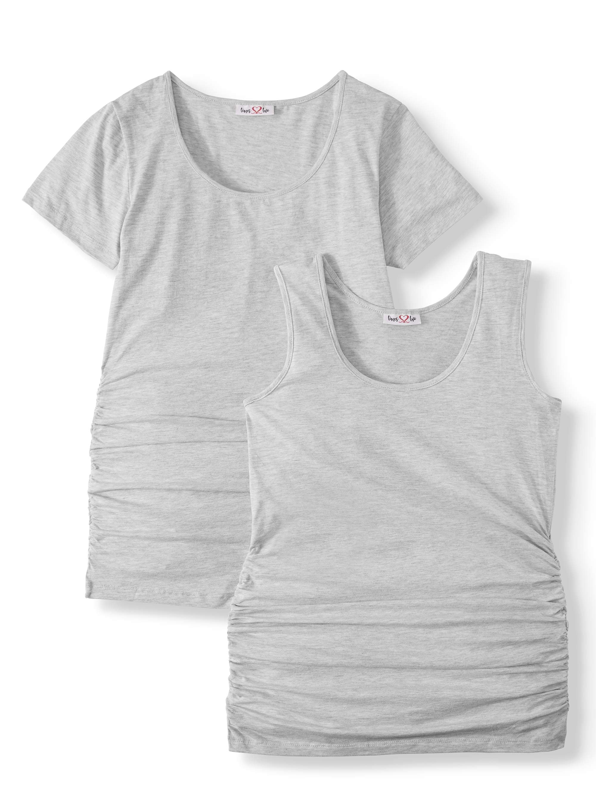 Oh! Mamma Maternity Women's Short Sleeve T-Shirt & Tank Top, 2 Pack (Womens & Women's Plus)