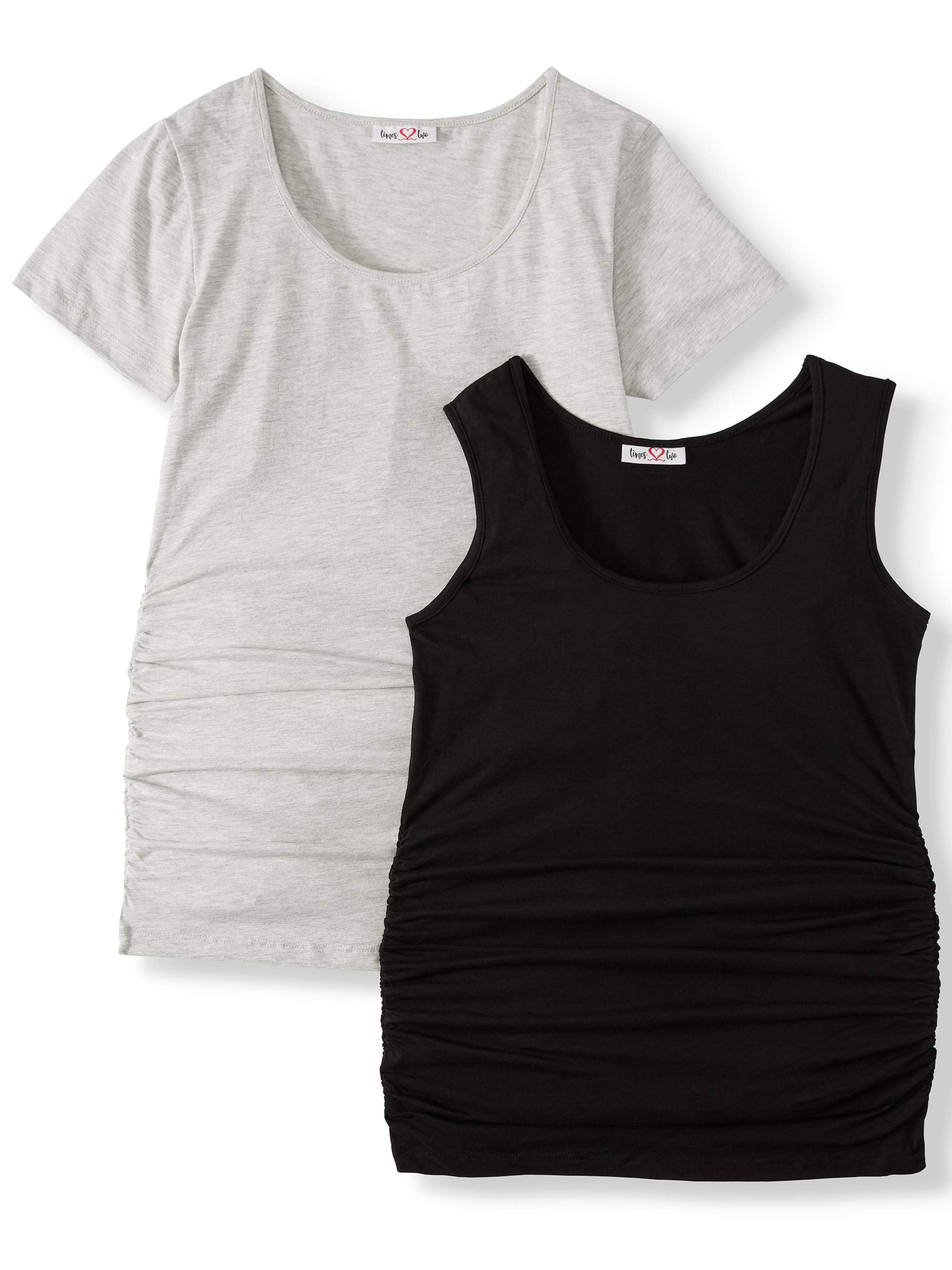 Women's Maternity Tank Top – Sleeveless Ribbed Crewneck Blouse With Side Ruching For Pregnancy