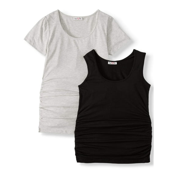 Oh! Mamma Maternity Women's Short Sleeve T-Shirt & Tank Top, 2 Pack (Womens & Women's Plus)