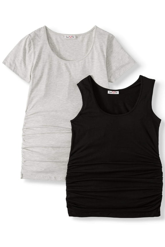 Maternity Women's Short Sleeve T-Shirt & Tank Top, 2 Pack (Womens & Women's Plus)