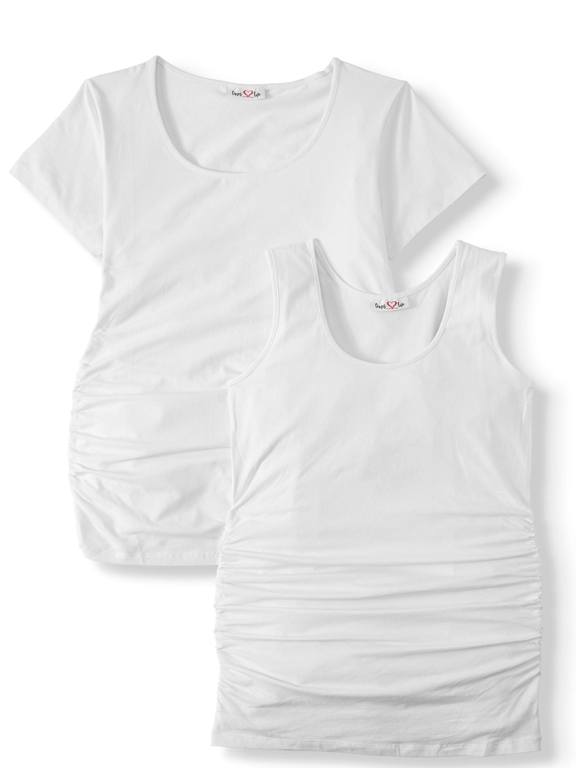 Oh! Mamma Maternity Women's Short Sleeve T-Shirt & Tank Top, 2 Pack (Womens & Women's Plus)