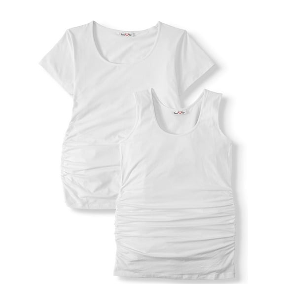 Oh! Mamma Maternity Women's Short Sleeve T-Shirt & Tank Top, 2 Pack (Womens & Women's Plus)