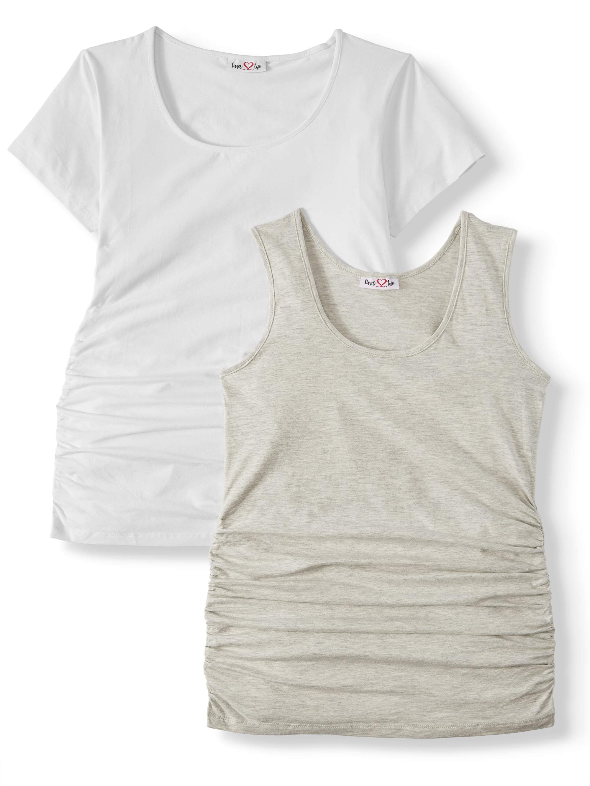 Oh! Mamma Maternity Women's Short Sleeve T-Shirt & Tank Top, 2 Pack (Womens & Women's Plus)