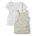 thumbnail image 1 of Oh! Mamma Maternity Women's Short Sleeve T-Shirt & Tank Top, 2 Pack (Womens & Women's Plus), 1 of 5