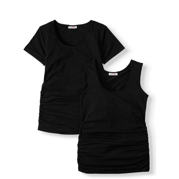 Oh! Mamma Maternity Women's Short Sleeve T-Shirt & Tank Top, 2 Pack (Womens & Women's Plus)