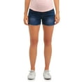 thumbnail image 1 of Oh! Mamma Maternity Women's Shorts with Frayed Hem and Full Panel (Women's & Women's Plus), 1 of 7