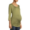 thumbnail image 1 of Oh! Mamma Maternity Women's Sideseam Three Quarter Sleeve Drawstring Blouse, 1 of 6