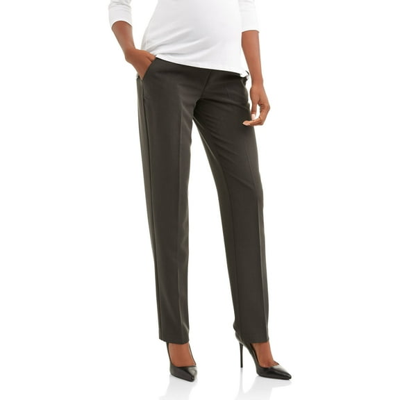 Oh! Mamma Maternity Women's Straight Leg Career Dress Work Formal Pant with Pockets and Full Panel (Women's & Women's Plus)