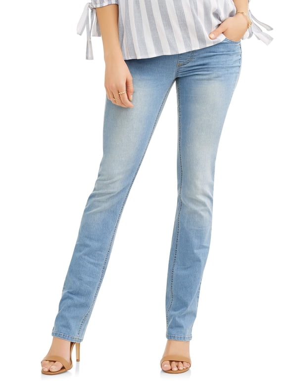 Maternity Women's Straight Leg Jeans with Full Panel (Women's & Women's Plus)